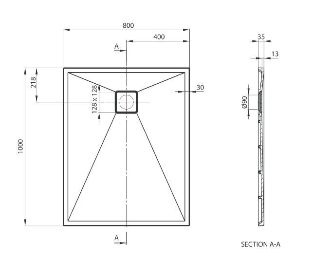 Deante granīta dušas paliktnis Correo metallic grey, 100x80 cm cena un informācija | Dušas paliktņi | 220.lv