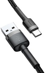 USB кабель Baseus Cafule Type-C 1.0m 3A серый-черный CATKLF-BG1 цена и информация | Кабели для телефонов | 220.lv