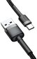 USB kabelis Baseus Cafule Type-C 1.0m 3A pelēks-melns CATKLF-BG1 cena un informācija | Savienotājkabeļi | 220.lv