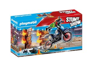 70553 PLAYMOBIL® Stuntshow Show Motocross with Fiery Wall цена и информация | Kонструкторы | 220.lv