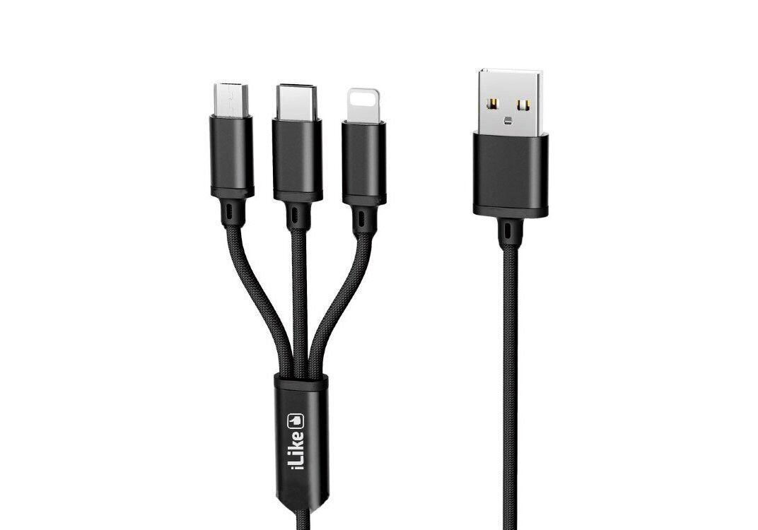 ILike Charging Cable 3 in 1 CCI02, USB, 1.2 m cena un informācija | Savienotājkabeļi | 220.lv