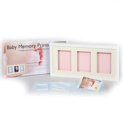 Тройная рамка для фотографии и слепков ручки или ножки ребенка Baby Memory Print, белая цена и информация | Отпечатки для младенцев | 220.lv