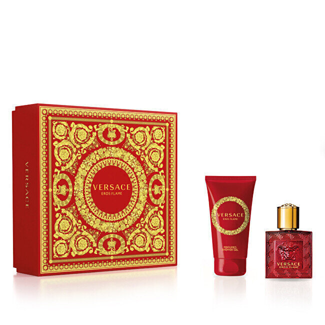 Komplekts Versace Eros Flame vīriešiem: parfimērijas ūdens EDP 30 ml + dušas želeja 50 ml cena un informācija | Vīriešu smaržas | 220.lv