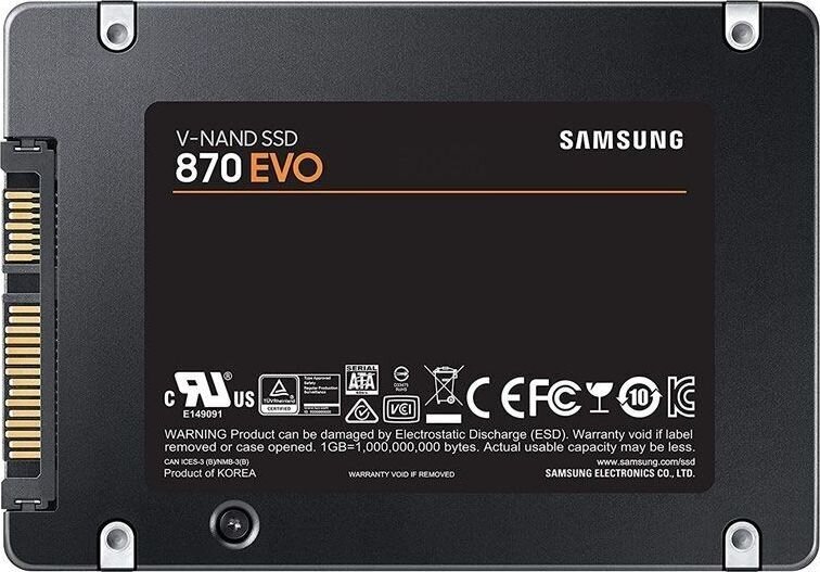 SSD|SAMSUNG|870 EVO|250GB|SATA|MLC|Write speed 530 MBytes/sec|Read speed 560 MBytes/sec|2,5"|MTBF 1500000 hours|MZ-77E250B/EU cena un informācija | Iekšējie cietie diski (HDD, SSD, Hybrid) | 220.lv