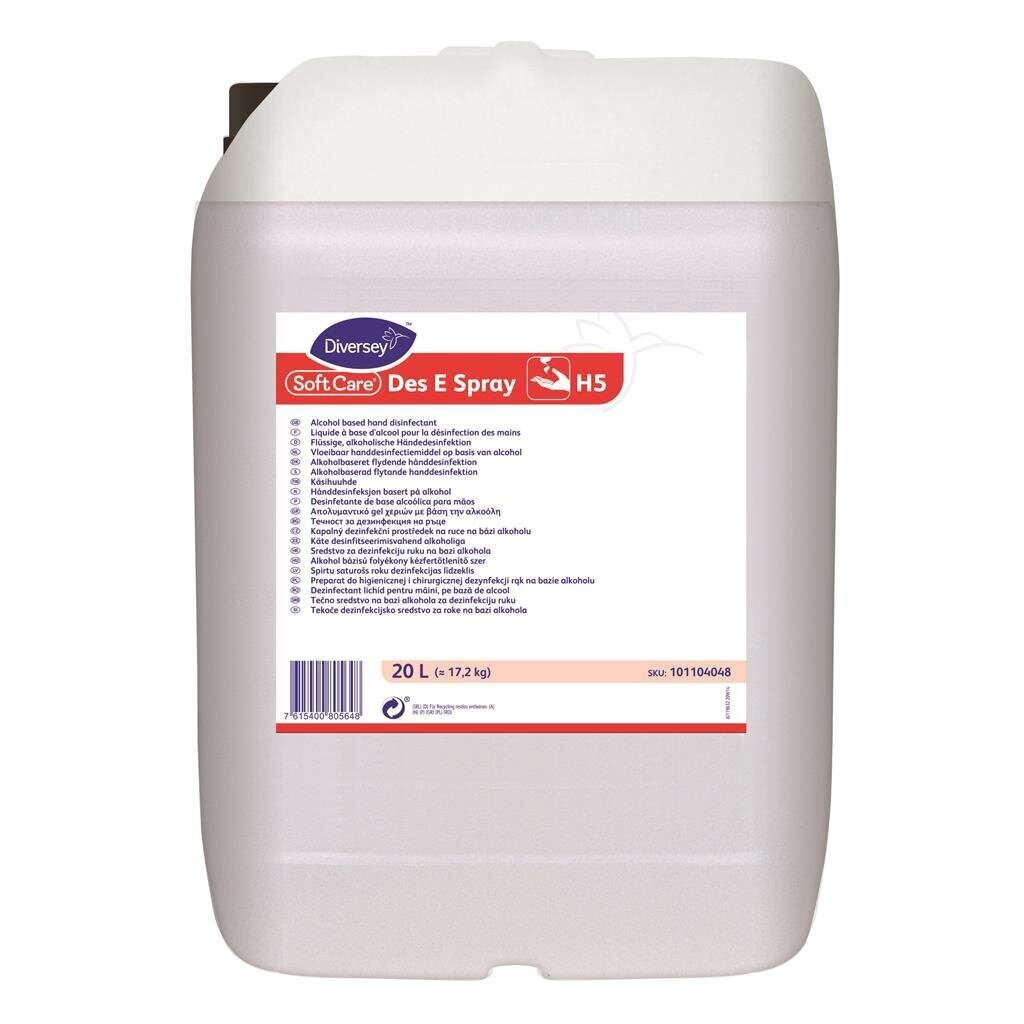 Šķidrā roku dezinfekcija uz etanola bāzes SOFT CARE DES E SPRAY H5 20L cena un informācija | Tīrīšanas līdzekļi | 220.lv