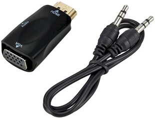 Fusion video signāla pārveidotājs HDMI uz VGA (+ audio), melns cena un informācija | Adapteri un USB centrmezgli | 220.lv