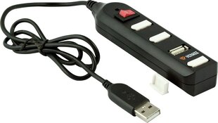 USB centrmezgls YENKEE YHB 4002BK, USB A - 4x USB 2.0, On/Off, 0.6m cena un informācija | Adapteri un USB centrmezgli | 220.lv