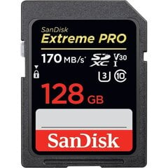 Atmiņas karte Secure Digital Extreme Pro 128GB 170/90 MB / s V30 / UHS-I / U3 cena un informācija | Atmiņas kartes fotokamerām | 220.lv