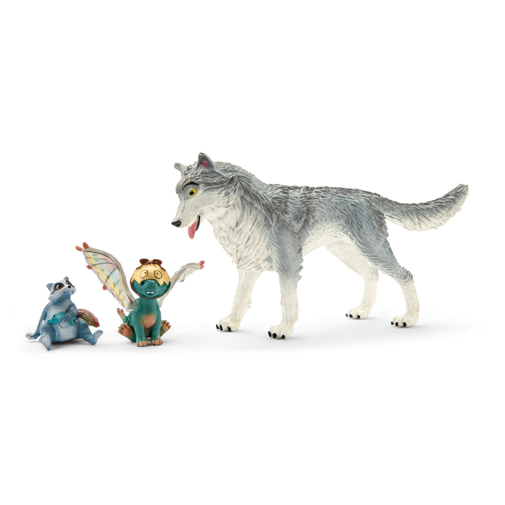 Волк Lykos, Енот Nugur и дракон Piuh Мир эльфов Bayala Movie Schleich,  70710 цена | 220.lv