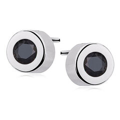 Круглые серебряные серьги с черным цирконием цена и информация | Серьги | 220.lv