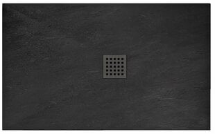 Rea dušas paliktnis Rock 90x120 ar sifonu, black cena un informācija | Dušas paliktņi | 220.lv
