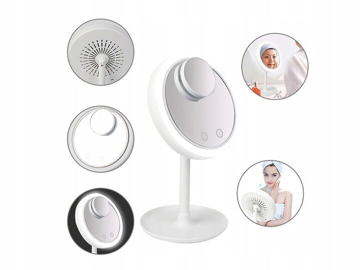 LED spogulis + ventilators cena un informācija | Kosmētikas somas, spoguļi | 220.lv