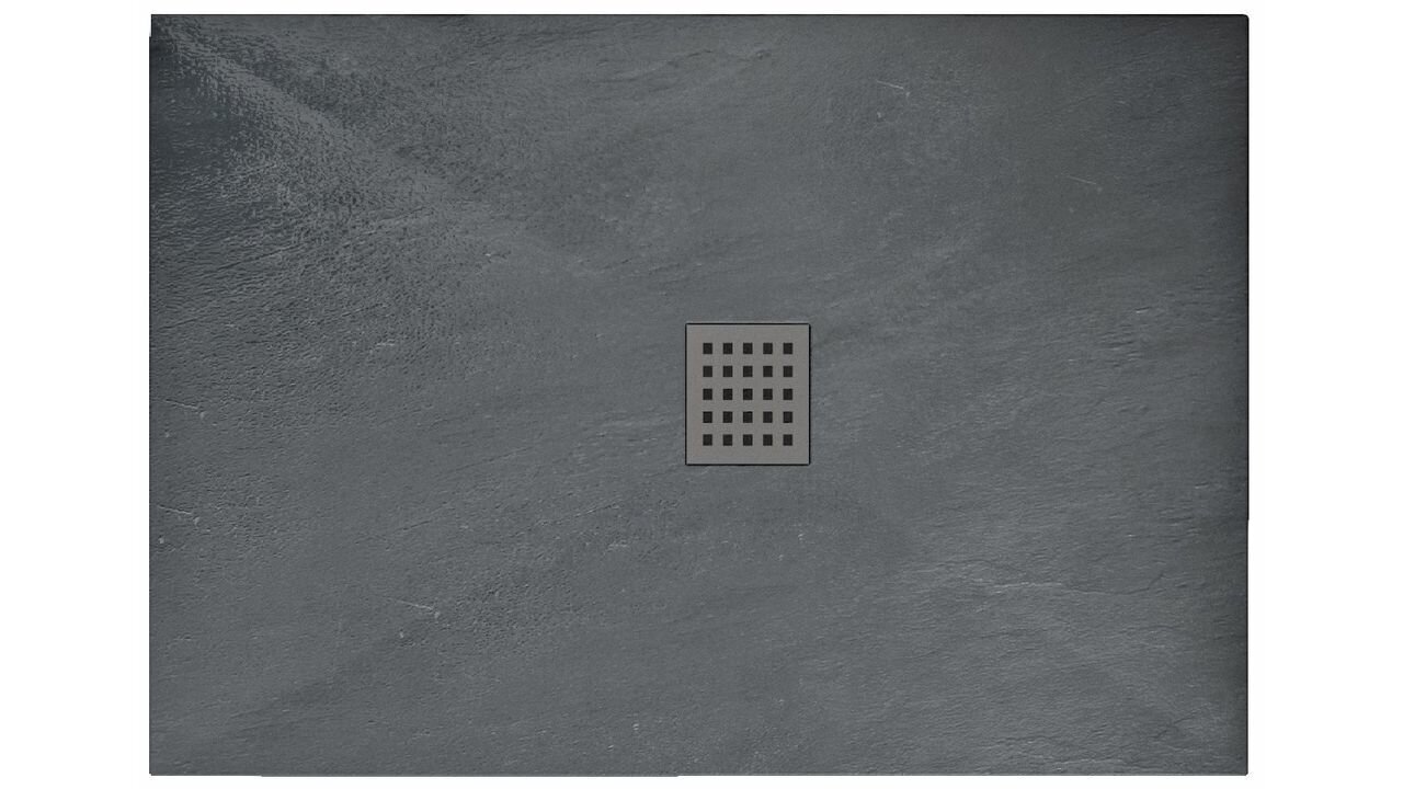 Rea dušas paliktnis Rock 80x100 ar sifonu, grey cena un informācija | Dušas paliktņi | 220.lv