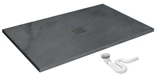 Rea dušas paliktnis Rock 90x120 ar sifonu, grey cena un informācija | Dušas paliktņi | 220.lv