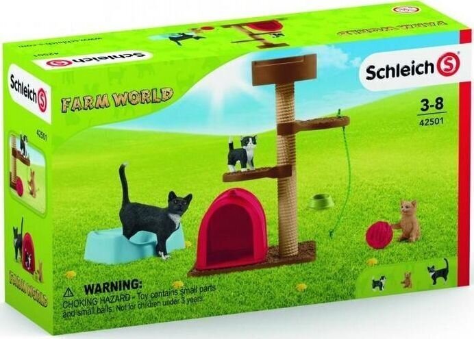 Kaķēni ar spēļu aksesuāriem Farm World Schleich, 42501 cena un informācija | Rotaļlietas meitenēm | 220.lv