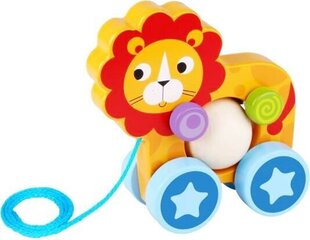 Деревянный потяжной лев цена и информация | Игрушки для малышей | 220.lv