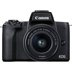 Canon EOS M50 Mark II 15-45 IS STM (Black) цена и информация | Цифровые фотоаппараты | 220.lv