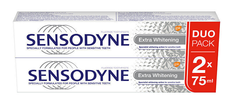 Zobu pasta Sensodyne Extra Whitening, 2 x 75 ml цена и информация | Zobu pastas, birstes | 220.lv