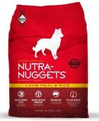 Nutra Nuggets Lamb & Rice sausā suņu barība ar jēru un rīsiem, 15 kg cena un informācija | Sausā barība suņiem | 220.lv