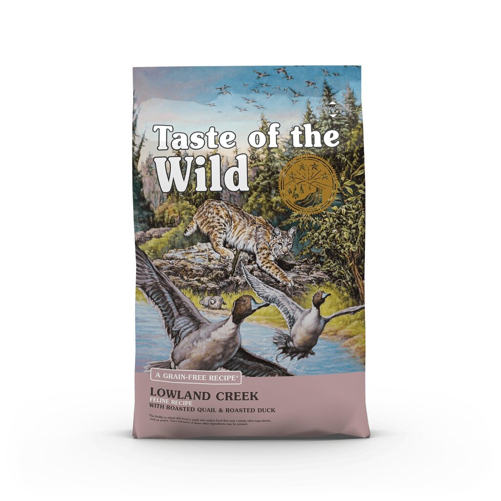 Taste of the Wild Lowland Creek sausā kaķu barība bez graudiem ar paipalām un pīli, 2 kg cena un informācija | Sausā barība kaķiem | 220.lv