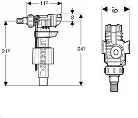 Ūdensapgādes mehānisms Geberit Type 380 3/8" un 1/2" 281.004.00.1 cena un informācija | Piederumi tualetes podiem un bidē | 220.lv