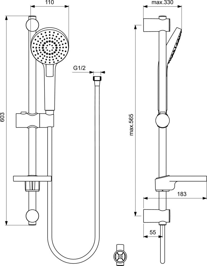 Vannas jaucējkrāns Ideal Standard Ceraflex ar dušas komplektu 3 in 1 BD001AA цена и информация | Jaucējkrāni | 220.lv