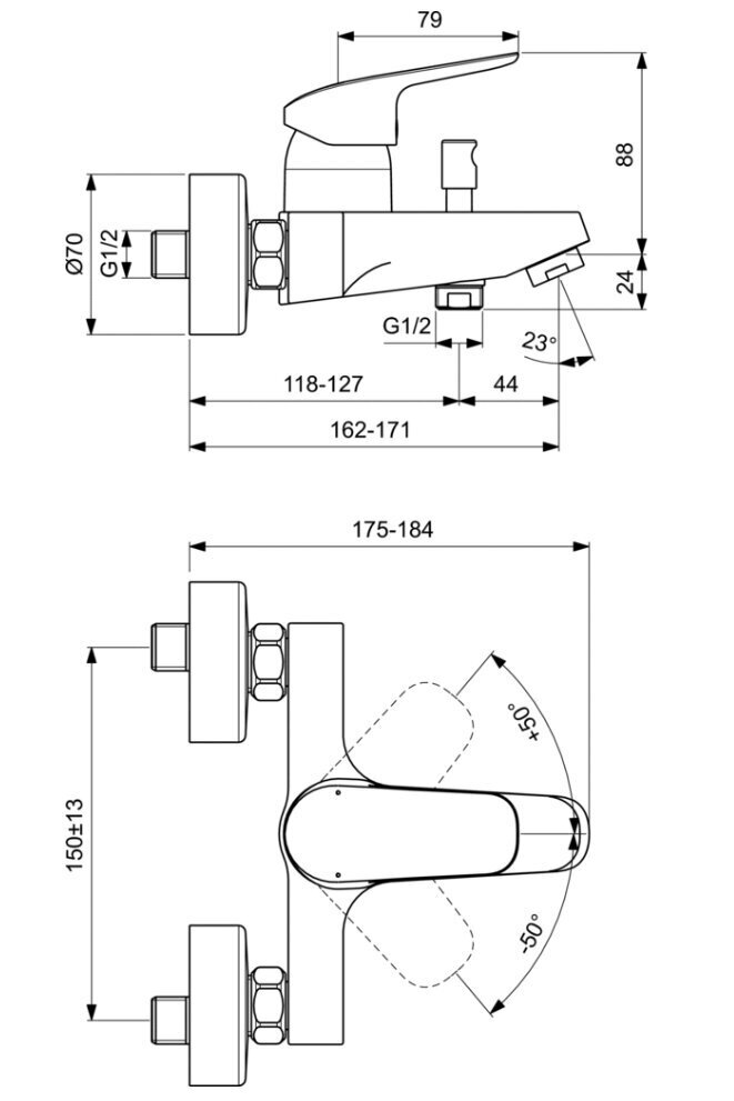 Vannas jaucējkrāns Ideal Standard Ceraflex ar dušas komplektu 3 in 1 BD001AA цена и информация | Jaucējkrāni | 220.lv