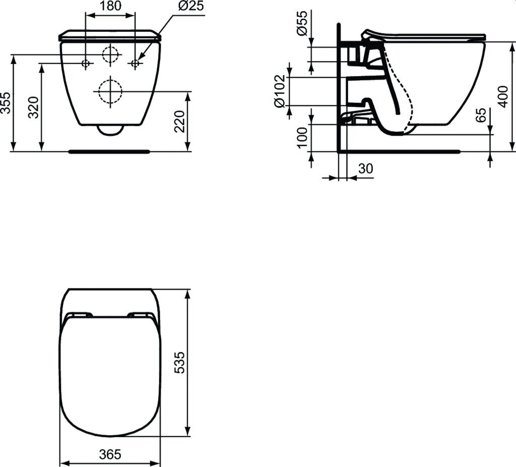Pie sienas piestiprināms tualetes komplekts ar rāmi Komplektā ir tualetes pods Ideal Standard Tesi AquaBlade ar lēni nolaižamu vāku, slēptu Prosys 120M sistēmu un melnu tualetes poda pogu. cena un informācija | Tualetes podi | 220.lv