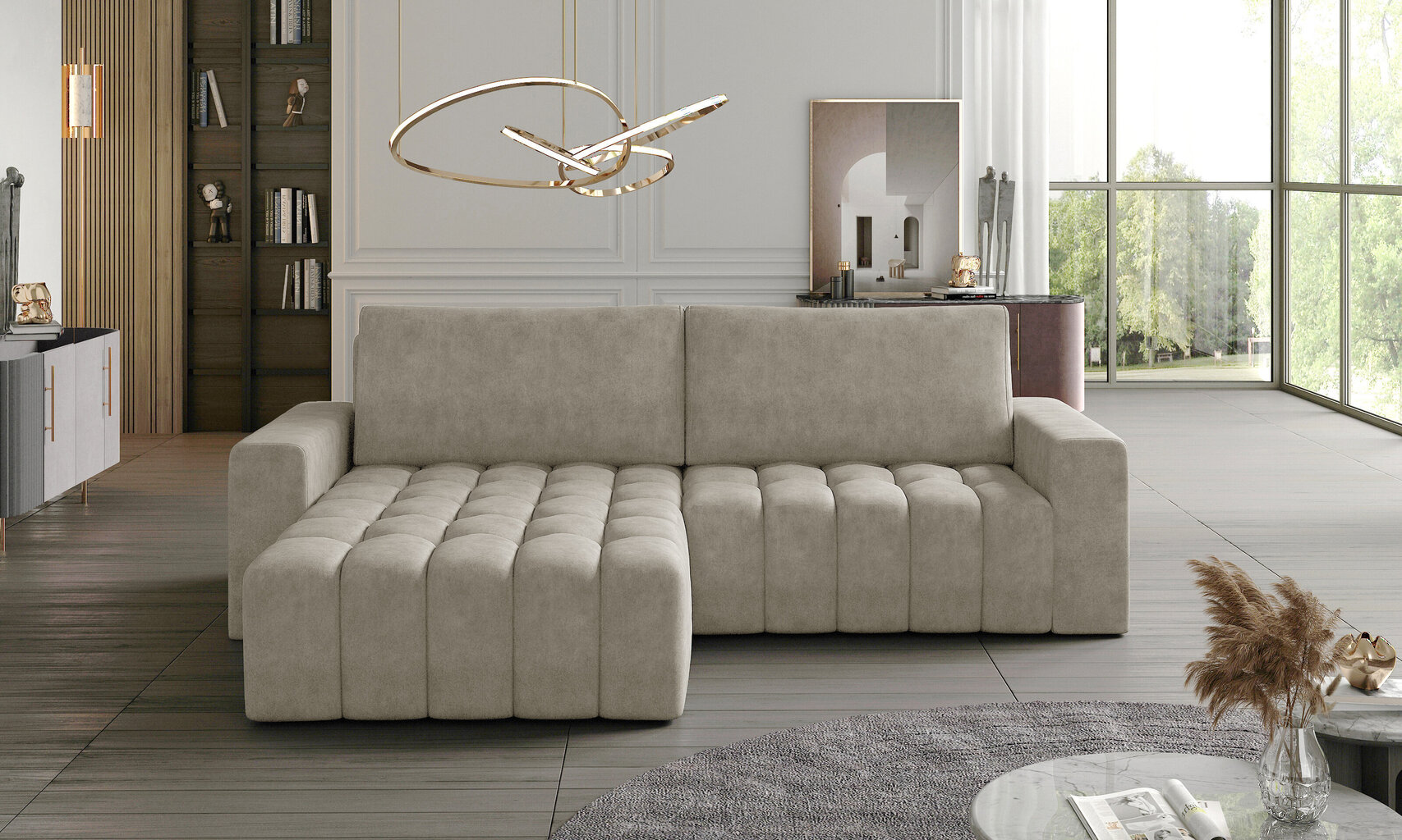 Stūra dīvāns NORE Bonett Bon24, gaiši brūns cena un informācija | Stūra dīvāni | 220.lv