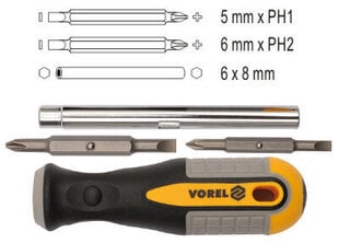 Набор отверток со сменными битами (наконечниками) Vorel цена и информация | Механические инструменты | 220.lv