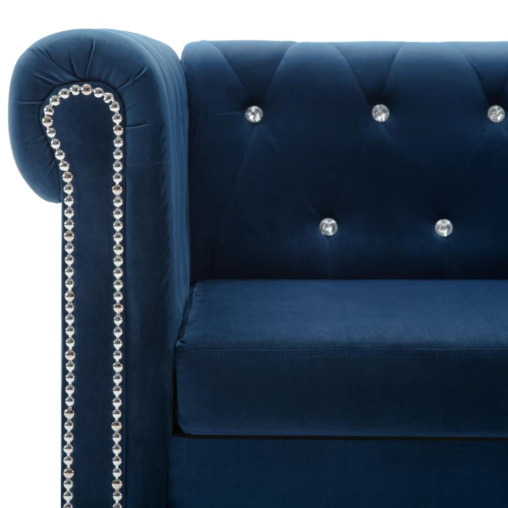 Dīvāns Chesterfield 199x142x72 cm, zils cena un informācija | Dīvāni | 220.lv