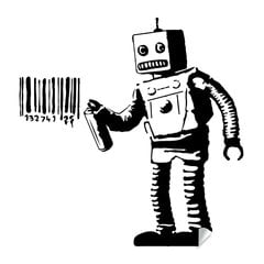 Виниловая наклейка-робот Бэнкси со штрих-кодом, 60 X 60 см цена и информация | Декоративные наклейки | 220.lv
