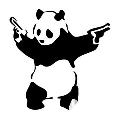 Banksy Panda Weapons vinila uzlīme - ielas mākslas grafiti sienas uzlīme - sienas uzlīme Izmērs 100 x 100 cm cena un informācija | Dekoratīvās uzlīmes | 220.lv