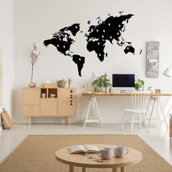 Pasaules kartes vinila uzlīme - ceļojuma kartes liela sienas uzlīme - sienas  uzlīmes izmērs 140 X 76 cm cena | 220.lv