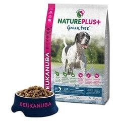 Eukanuba Nature Plus+ bezgraudu sausā barība ar svaigu saldētu lasi visu šķirņu pieaugušiem suņiem 2,3 kg cena un informācija | Sausā barība suņiem | 220.lv