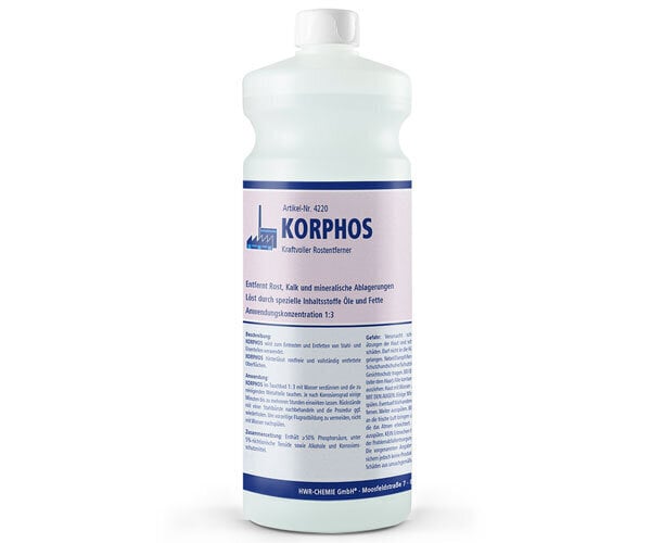 Rūsas tīrītājs, KORPHOS, HWR-CHEMIE, koncentrāts, 1 l cena un informācija | Auto ķīmija | 220.lv