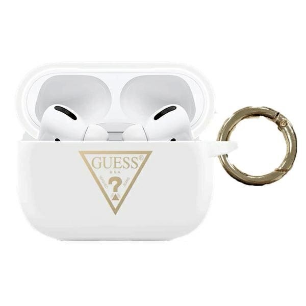 Guess GUACAPLSTLWH White Silicone Triangle Logo цена и информация | Austiņas | 220.lv