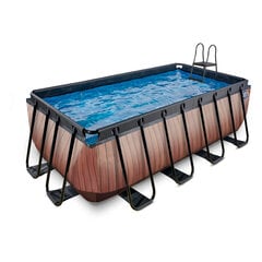 Каркасный бассейн с фильтром Exit Wood, 400x200x122 см, коричневый цена и информация | Бассейны | 220.lv