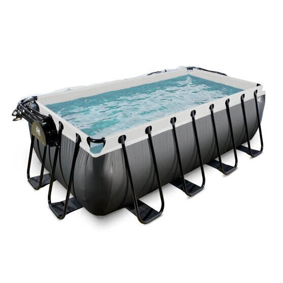 Karkasa baseins ar smilšu filtru, jumtu un siltumsūkni Exit Leather 400x200x122 cm, melns cena un informācija | Baseini | 220.lv