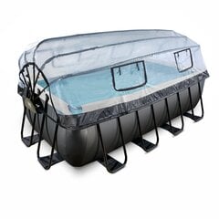 Каркасный бассейн с песочным фильтром, навесом и тепловым насосом Exit Leather 400x200x122 см, черный цена и информация | Бассейны | 220.lv
