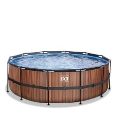 Каркасный бассейн с фильтром Exit Wood ø427x122 см, коричневый цена и информация | Бассейны | 220.lv