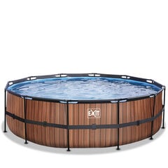 Каркасный бассейн с фильтром Exit Wood ø488x122 см, коричневый цена и информация | Бассейны | 220.lv