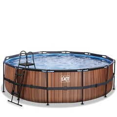 Каркасный бассейн с песочным фильтром Exit Wood, ø488x122 см, коричневый цена и информация | Бассейны | 220.lv