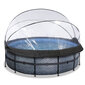 Karkasa baseins ar smilšu filtru, jumtu un siltumsūkni Exit Stone ø427x122 cm, pelēks cena un informācija | Baseini | 220.lv