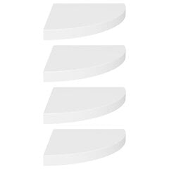 Полки подвесные угловые VidaXL, 4 шт., 35x35x3,8 см, белые цена и информация | Полки | 220.lv