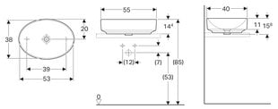 Pie galda piestiprināma keramikas izlietne Geberit VariForm, ovāla, balta 500.771.01.2 цена и информация | Раковины | 220.lv