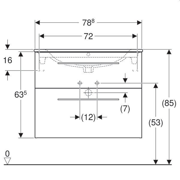 Izlietne ar skapi un divām atvilktnēm Selnova Square 501.240.00.1, 800x652x502 mm, balta цена и информация | Izlietnes | 220.lv