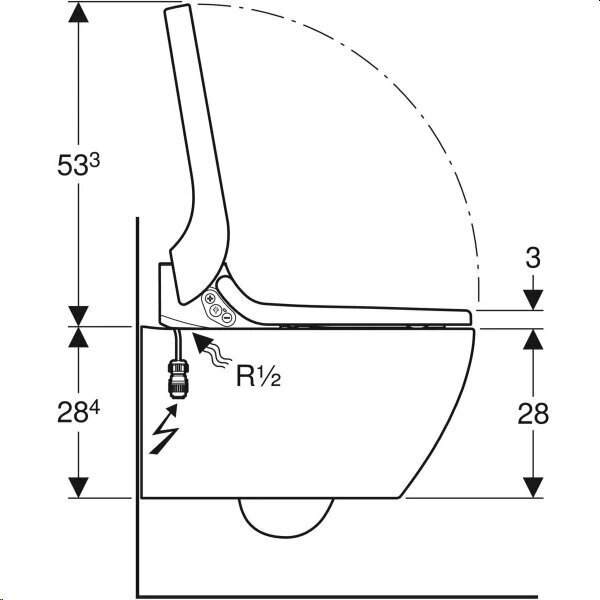 Viedais tualetes pods Geberit AcuaClean Tuma Comfort Rimless ar bidē funkciju un lēni aizveramu vāku 146.291.11.1 цена и информация | Tualetes podi | 220.lv