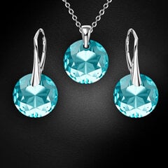 Sudraba komplekts "Marianna (Aquamarine)" ar Swarovski™ kristāliem cena un informācija | Rotaslietu komplekti | 220.lv