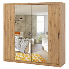 Шкаф с зеркалом Selsey Rinker 220 см, коричневый цена и информация | Шкафы | 220.lv